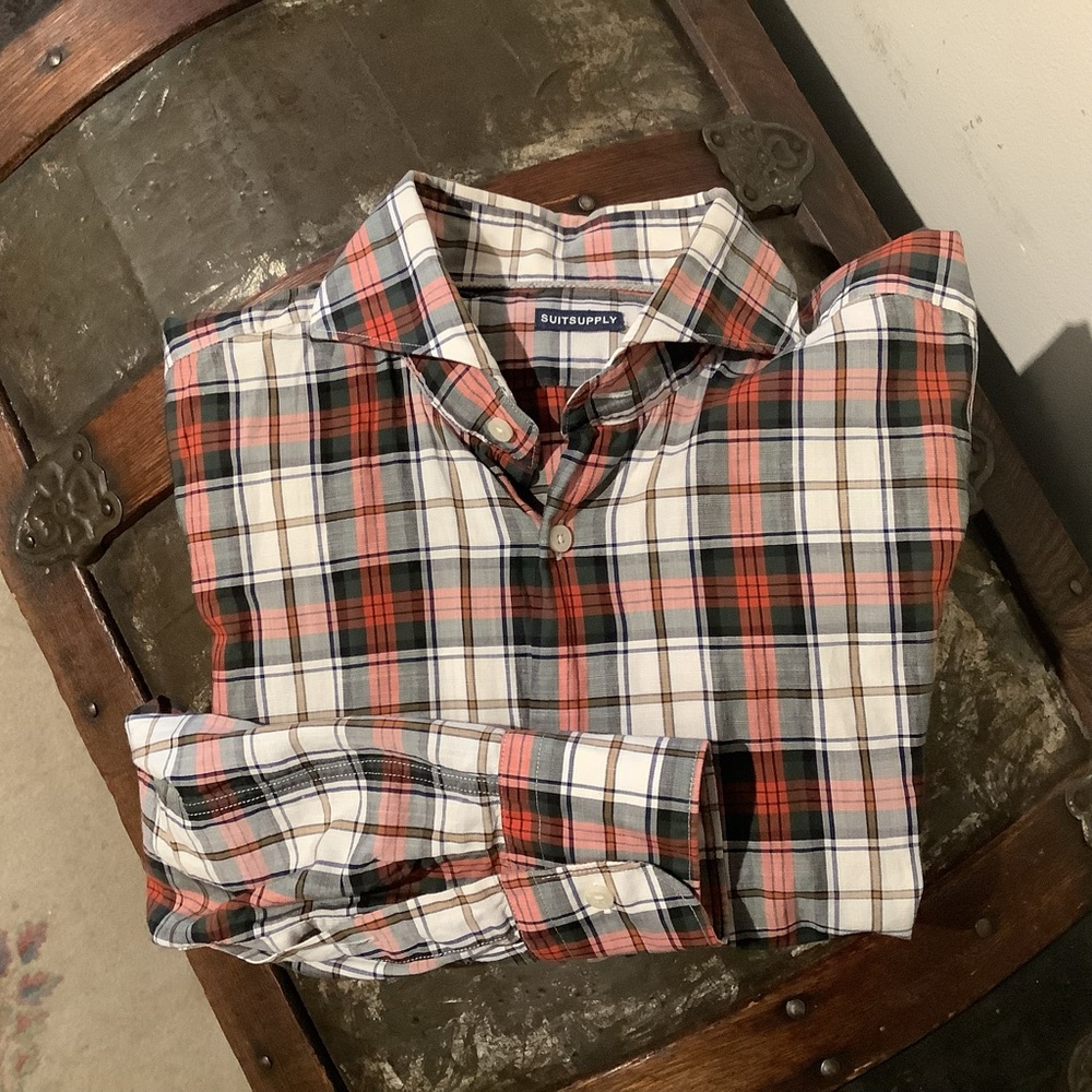 Suitsupply Multicolor Plaid Casual Cotton Shirt Sz 39/15.5